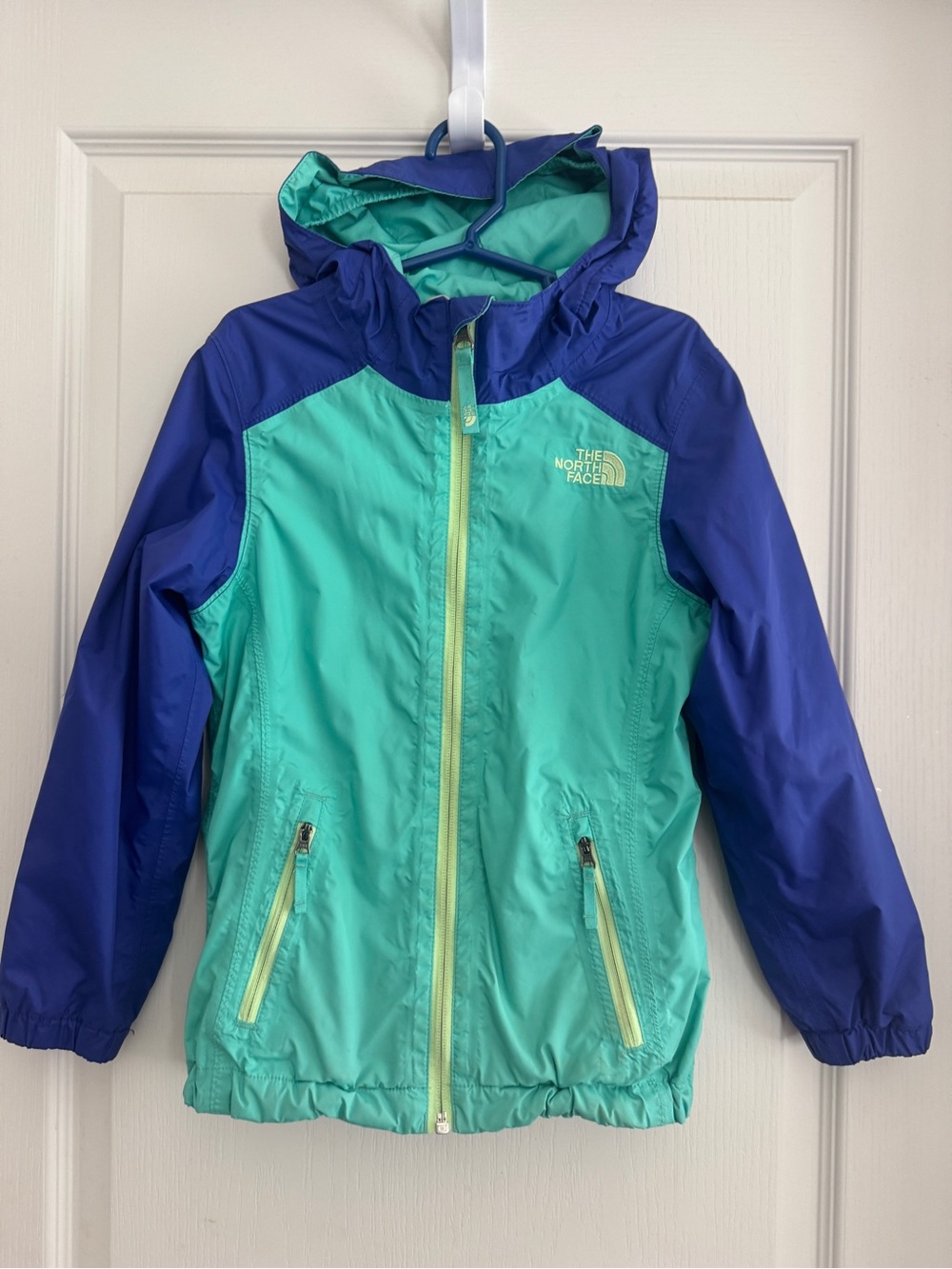 The North Face Girls' Teal & Blue Hooded Rain Jacket